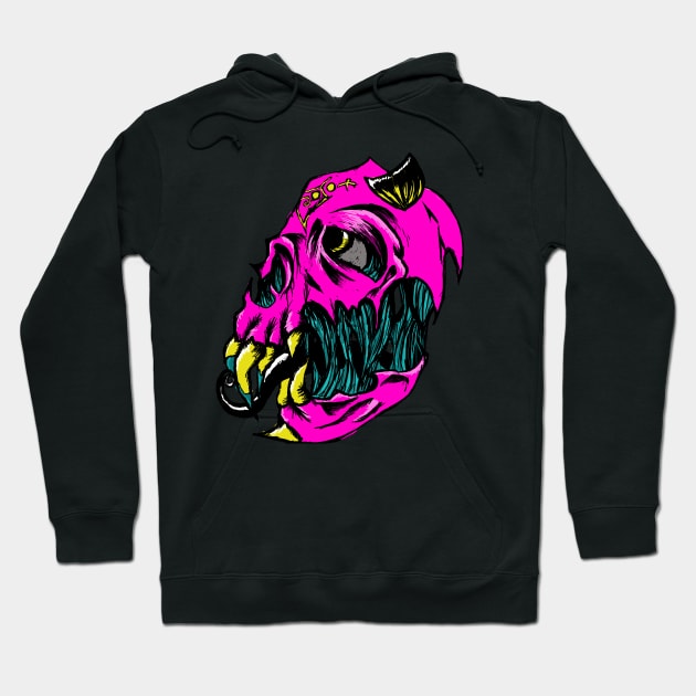 Demon Skull in Neon Hoodie by PoesUnderstudy